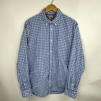 Camisa Relwen Para Hombre XL Abotonada Manga Larga Azul A Cuadros Foto 1 de 4