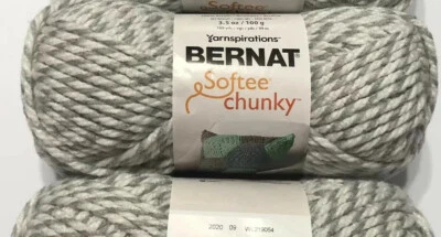 LOTE de 3 BERNAT SOFTEE CHUNKY em acrílico GREY RAG 3,5 oz 108yds volumoso #6 - Imagem 1 de 2