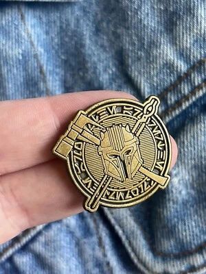 Star Wars The Mandalorian Armorer Logo Brushed Brass Pin - Excellent Condition - Image 1 of 4
