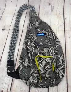 KAVU Women's Rope Crossbody Sling Purse Backpack Bag - Black / White Pattern EUC - Picture 1 of 5