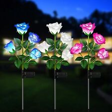 2x 3 LED Solar Rose Blumen Solarleuchte Lampe Licht Landschaftslampe Garten Deko