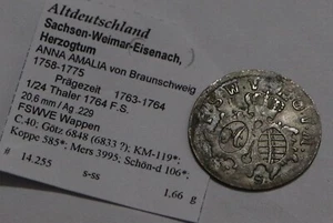 🧭 🇩🇪 GERMANIA SASSONIA-WEIMAR-EISENACH 1/24 TALLERO 1764 FS ARGENTO B79 #Z7056 - Foto 1 di 3