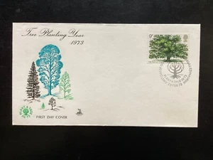 GB 1973 Tree FDC, Mercury Brand, Bureau special FDI pmk unaddressed (GB2323) - Imagen 1 de 2