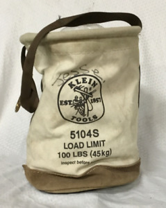 Klein Tools 5104S Canvas & Leather Tool Bucket Bag 100 LBS