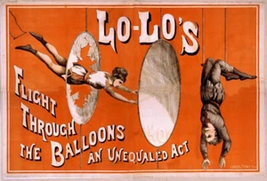 Trapeze 1 Lolo's Float Balloon Circus Poster Print 17 x 11 Giclee Print - Picture 1 of 1