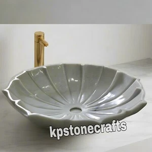 16"Octave Marble Handcrafted Basin – Octagonal Marble Sink for Elegant Bathrooms - Imagen 1 de 6
