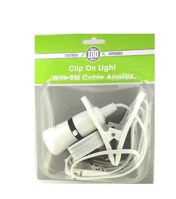  Clip On Light Switched Lamp Holder Bulb Holder Flex &UK Mains Plug - 2m - Image 1 of 2