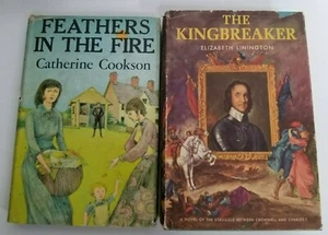 2 Vintage Hardcover Books Lot Feathers in the Fire Cookson Kingbreaker Linington - Picture 1 of 4
