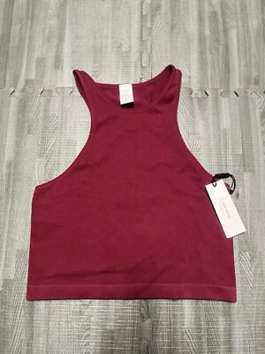Calvin Klein Performance Women's Size XL Burgundy Ribbed Workout Crop Top - Image 1 of 4
