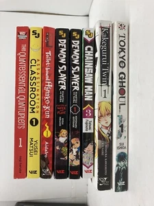 Manga Anime Book Lot of 8 - Demon Slayer, Tokyo Ghoul, Chainsaw Man & more - Bild 1 von 3