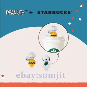 Starbucks Gift Snoopy Stopper Cute 2024 Peanuts Exclusive Limited New Set of 2 . - Picture 1 of 4