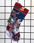 Needlepoint Santa Claus And Reindeer Pulling Sleigh Christmas Holiday Stocking