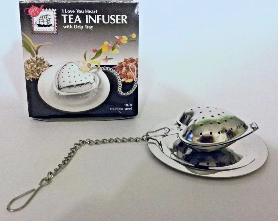 Чайный заварник G&H I Love You Heart с капельницей из нержавеющей стали - Изображение 1 из 2