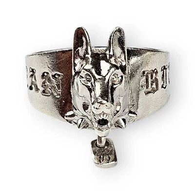 Anillo de ley Hellhound joyería dura motociclista enchapado en rodio plata 925 para hombre 9,75   Foto 1 de 4