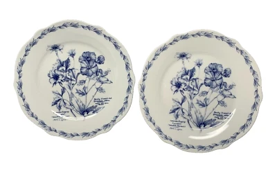 Queens China Churchill TEA PLATE 2PC Blue Royal Horticultural Porcelain ENGLAND - Image 1 of 4