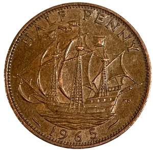 1965 Great Britain Half Penny World Coin Queen Elizabeth KM# 896 Lot B10-70 - Picture 1 of 4