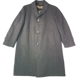 Vintage 60s Sandy Loom McLeod Bros Wool Coat Mens XL Charcoal Check Trench Coat - Picture 1 of 11