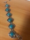 With Toggle Clasp 7.5" Turquoise And Silver Link Bracelet