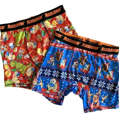 Nickelodeon Mens Boxer Briefs 2 Pack XL 40-42" Rugrats Ren & Stimpy Christmas - Image 1 of 4
