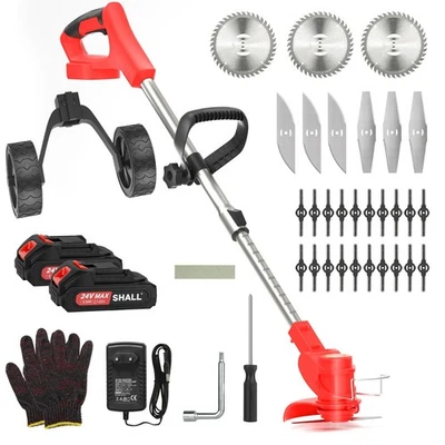 SHALL Akku Rasentrimmer Elektro Freischneider Trimmer Motorsense mit 2 Akku - Bild 1 von 4