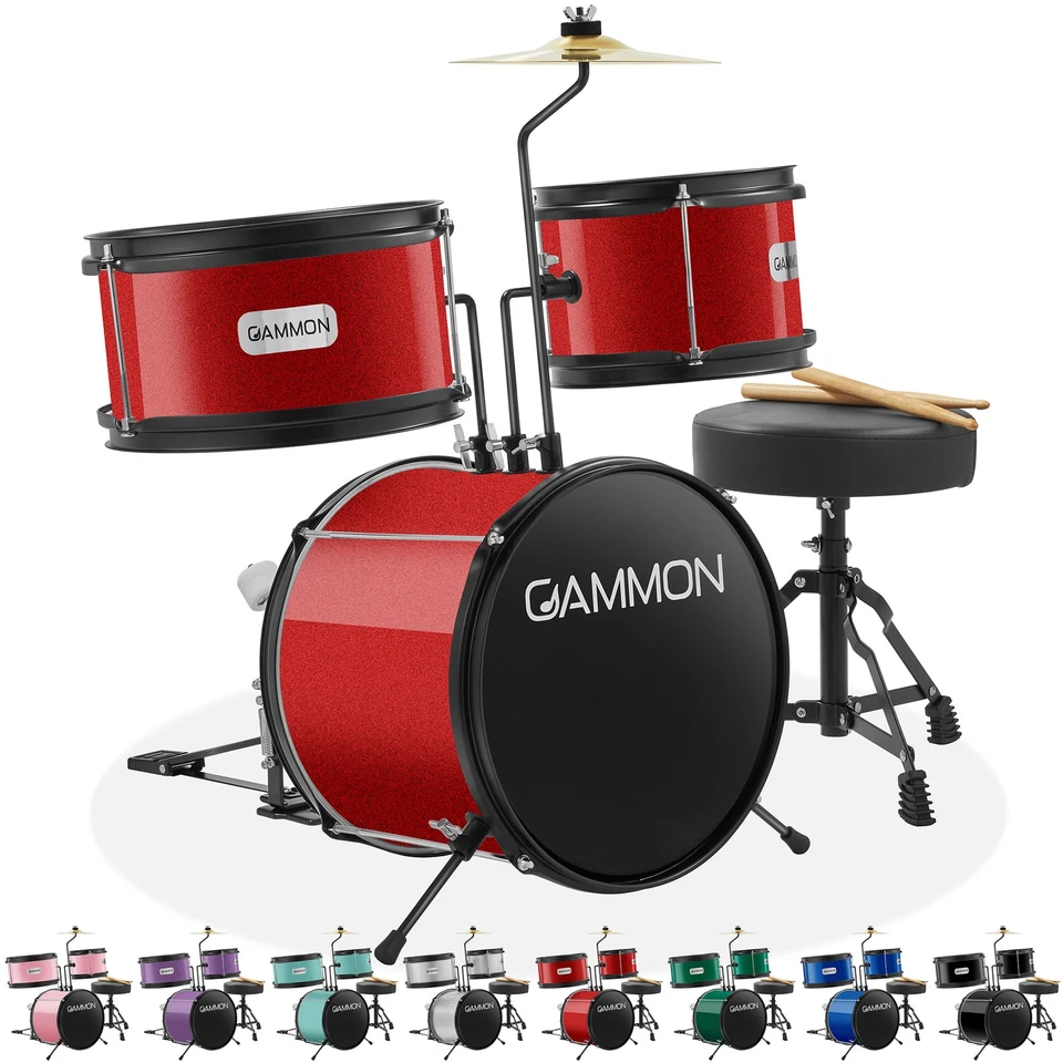 3-Piece Junior Drum Set, Beginner Drum Kit with Throne, Cymbal, Drumsticks - Image 1 of 1