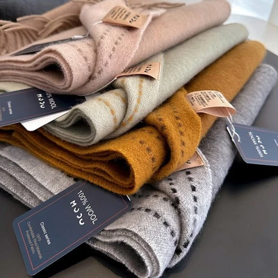 ITRY Cálida bufanda de invierno 100 % lana con flecos para hombres mujeres parejas estudiantes S76