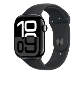 Apple Watch Series 10 GPS 46mm Jet Black Aluminum Case with Black Sport Band - Photo 1 sur 4