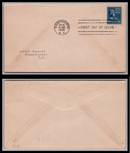 US FDC # 819 14c Franklin Pierce none 1938, 0a1550 - Picture 1 of 1