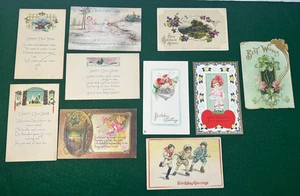 Lote de 10 Postales Vintage Cumpleaños Navidad San Valentín Año Nuevo - Imagen 1 de 19
