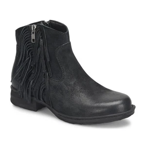 Born Boots Womens Size 9 Black Kenia Suede Leather Fringed Ankle Booties Cowgirl - Picture 1 of 10