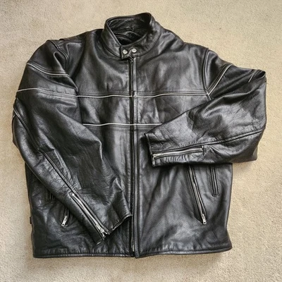 Chaqueta de motociclista vintage de cuero Unik para hombre talla 54 forro pesado extraíble Foto 1 de 4