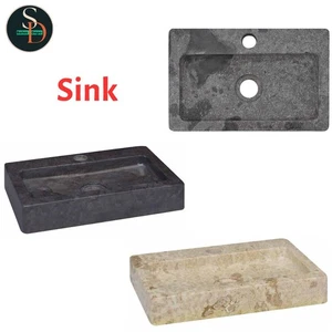 Wall-Mounted Sink Marble Natural Stone Basin Washroom Bathroom Sink vidaXL - Picture 1 of 30