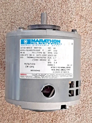 Marathon Electric Motor  YQJ48S17D1026F  1/12 HP 1725 RPM 1PH 115 V 48 Frame NEW - Image 1 of 4