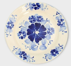Włocławek Fajans Poland Hand-Painted Folk Art Plate Blue Flowers 7" - Picture 1 of 5