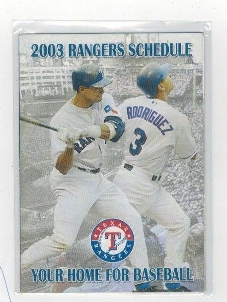Calendario de bolsillo de los Texas Rangers 2003 Alex Rodríguez. Foto 1 de 1