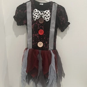 Spirit Halloween Girls Size Large 12-14 Killer Clown Doll Mini Dress Costume - Picture 1 of 7