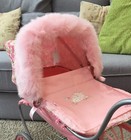 DOLLS Pram Luxury Faux Fur HOOD TRIM -Universal- Pink Ivory Black Blue Grey