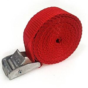 2 Buckled Straps 25mm Cam Buckle 1.5 meters Long Heavy Duty Load Securing Red