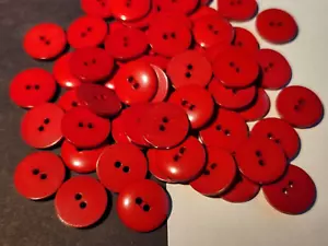 12 Piece Azalea Red slightly domed 2-hole sew through buttons 3/4" 19mm - Picture 1 of 7