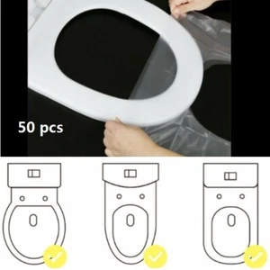 50 Stück Einweg-Reisesicherheit PE-Kunststoff-Toilettensitzbezug Mattenkissen - Bild 1 von 4