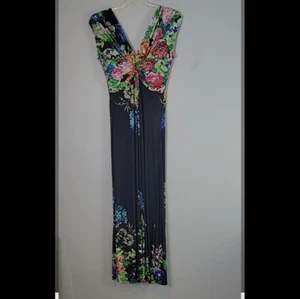Alberto Makali New York Twist Knot Bust Maxi Dress size large colorful floral - Picture 1 of 7