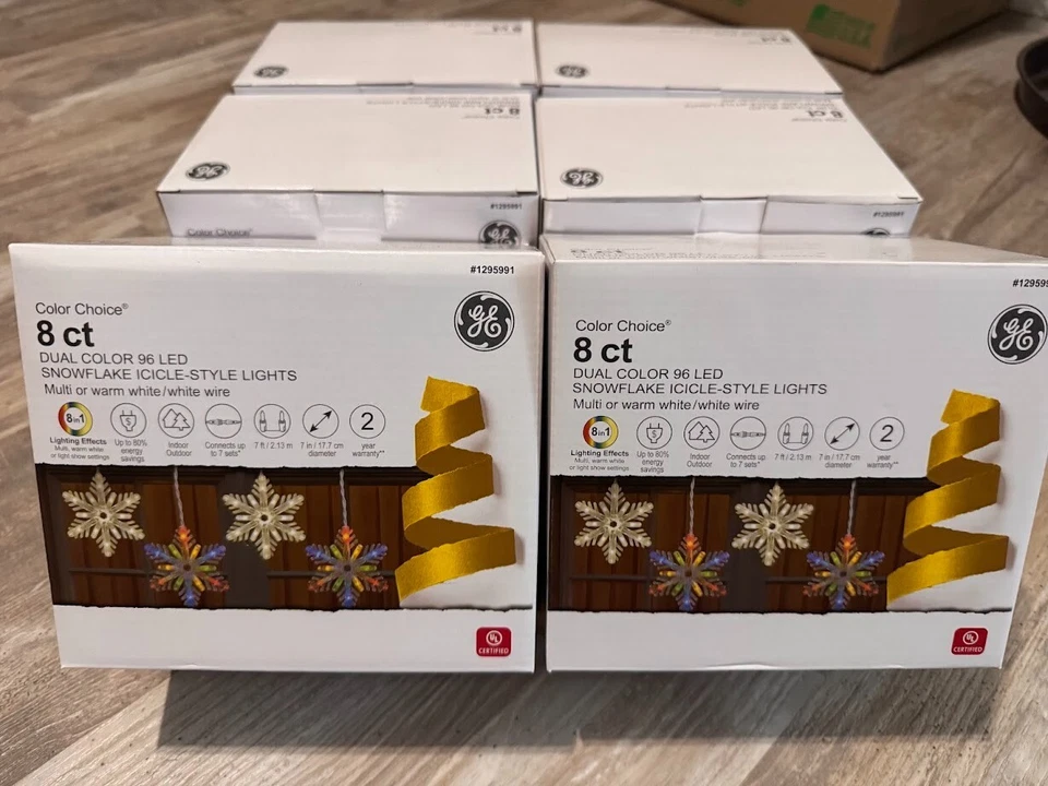 GE Color Choice 8ct 8-in-1 Dual Color 96 LED Snowflake Icicle-Style Multi/White
