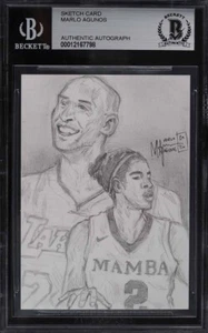 Tarjeta de boceto artístico original Kobe Bryant Gigi Bryant Lakers negra Mamba Nike 1/1 BAS - Imagen 1 de 2