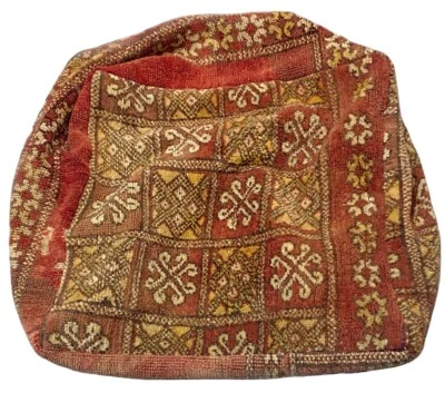 Vintage Moroccan Boujad floor Cashion inspired from old Boujad rug lovely poof - Image 1 of 4