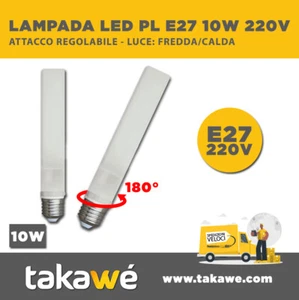 LAMPADA LED PLC 10W ATTACCO E27 GIREVOLE 180° CALDA/FEDDA 220V - Foto 1 di 1