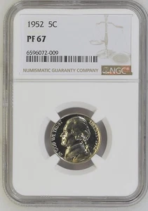 1952 Jefferson Nickel Proof 5C NGC PF67 Graded Certified BU UNC Uncirculated - Picture 1 of 2