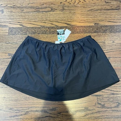 Island Escape Womens Size 20W Skirtini Swim Skirt Black Attached Bikini Bottoms - Image 1 of 4