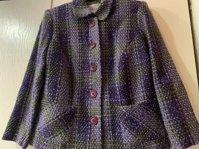 Blazer Jessica Howard Mujer De Colección Tweed Púrpura Verde Botones Bolsillos 14P Foto 1 de 4