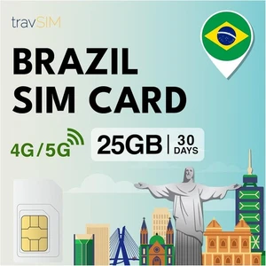 travSIM Brasile SIM Card | 30gg validità e 25GB di dati | per iOS e Android - Afbeelding 1 van 6