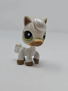 Littlest Pet Shop # 338 White Brown Horse Green Eyes Silver Hair - Picture 1 of 5